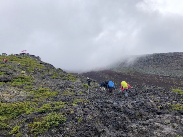 雨での登山