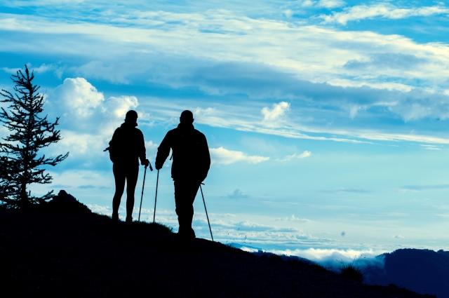 ストックを使用しての登山